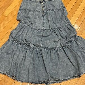 Maurices Button Fly Tiered Nonstretch Denim Skirt